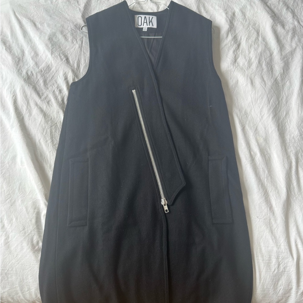 OAK Black Asymmetrical Zip-Front Vest Coat UNISEX